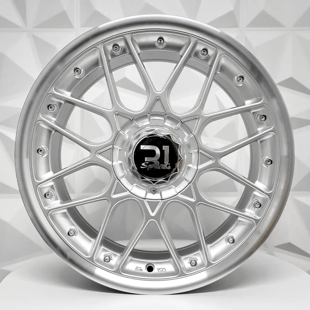 RIN 17X8.5 5-100/4-100 R1 SPORT V119 HYPER SILVER MACHINE LIP CHROME RIVETS ET20 CB73.1 