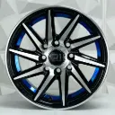 RIN 14X6 4-100/114.3 R1 SPORT XJ080 BLACK MF UNDERCUT BLUE ET30 CB73.1