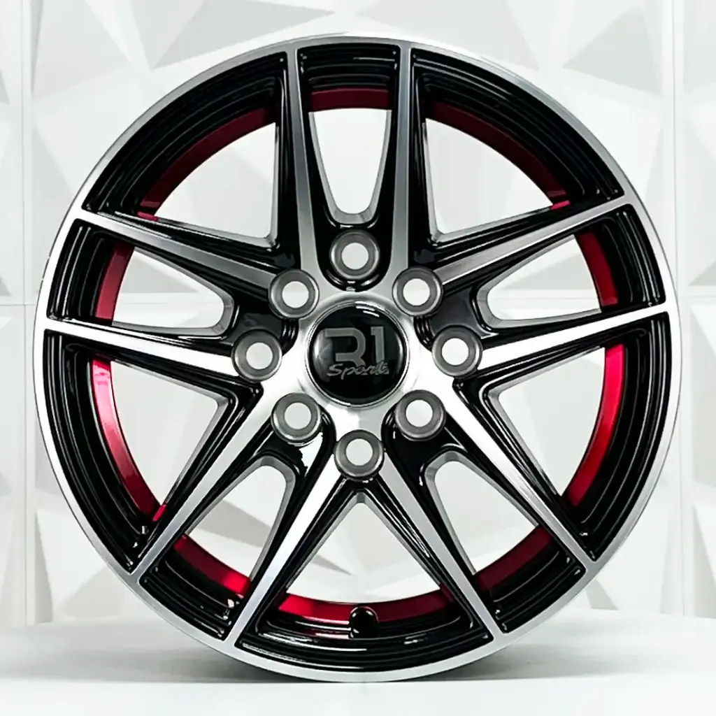 RIN 13X6 4-100/114.3 R1 SPORT L2037 BLACK MACHINE FACE RED LINE ET25 CB73.1