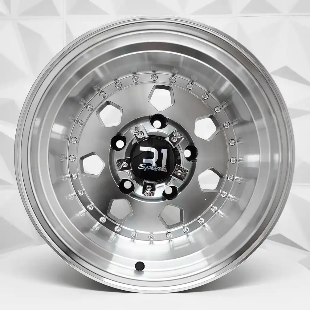RIN 15X10 6-139.7 R1 SPORT X079 BLACK MACHINE FACE CHROME RIVETS ET-44 CB110.1