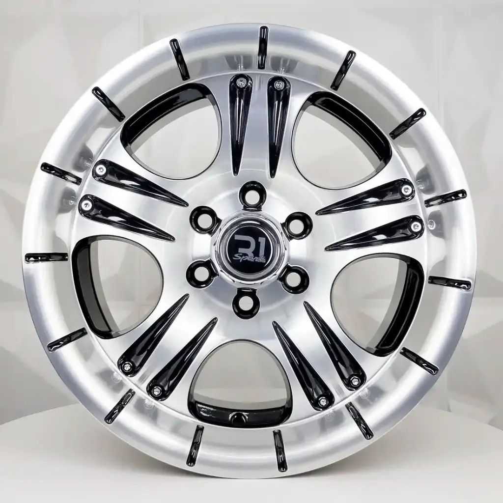 RIN 15X7 6-114.3 R1 SPORT 504 BLACK MACHINE FACE MACHINE LIP ET-10 CB84