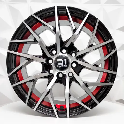 [156800] RIN 15X7 4-100/114.3 R1 SPORT 1049 BLACK MACHINE FACE+RED UNDERCUT ET30 CB73.1 