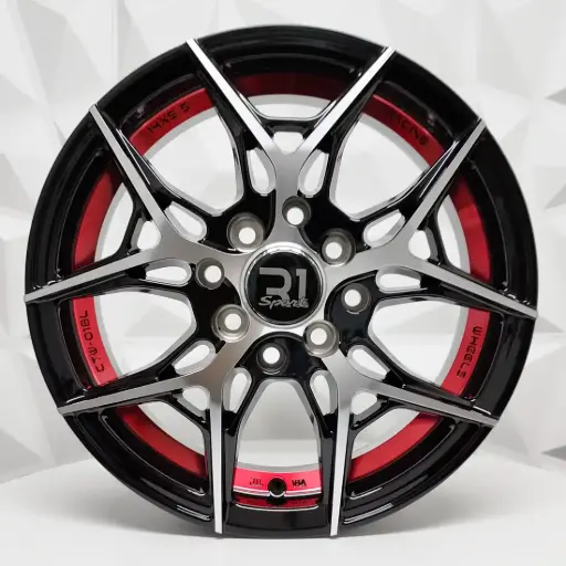 [148572] RIN 14X5.5 4-100/114.3 R1 SPORT RGW01 MACHINE BLACK+UNDERCUT RED ET38 CB73.1 