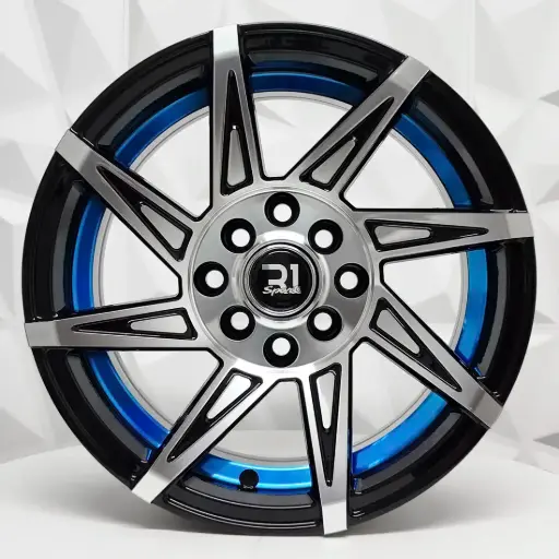 [144597] RIN 14X6 4-100/114.3 R1 SPORT QC2057 BLACK MACHINE UNDERCUT BLUE T10 CB73.1